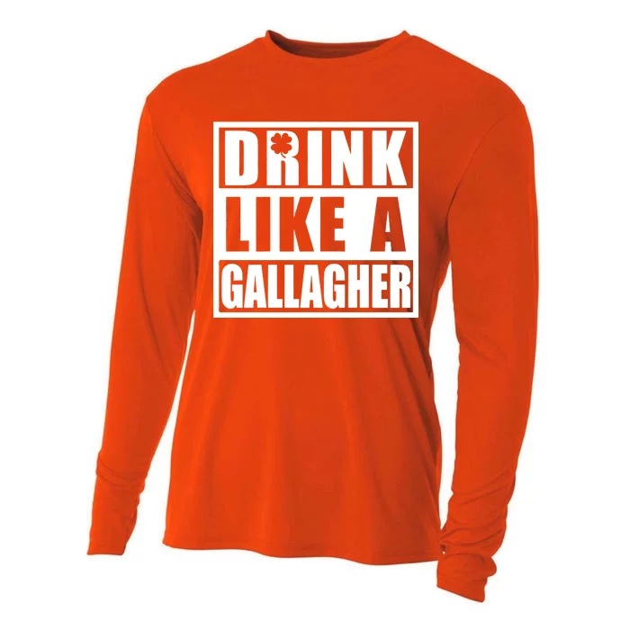 Drink Like A Gallagher Funny St. Patrick's Day Irish Clover Cooling Performance Long Sleeve Crew