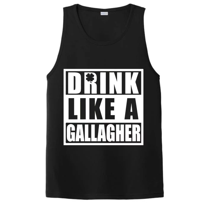 Drink Like A Gallagher Funny St. Patrick's Day Irish Clover Performance Tank