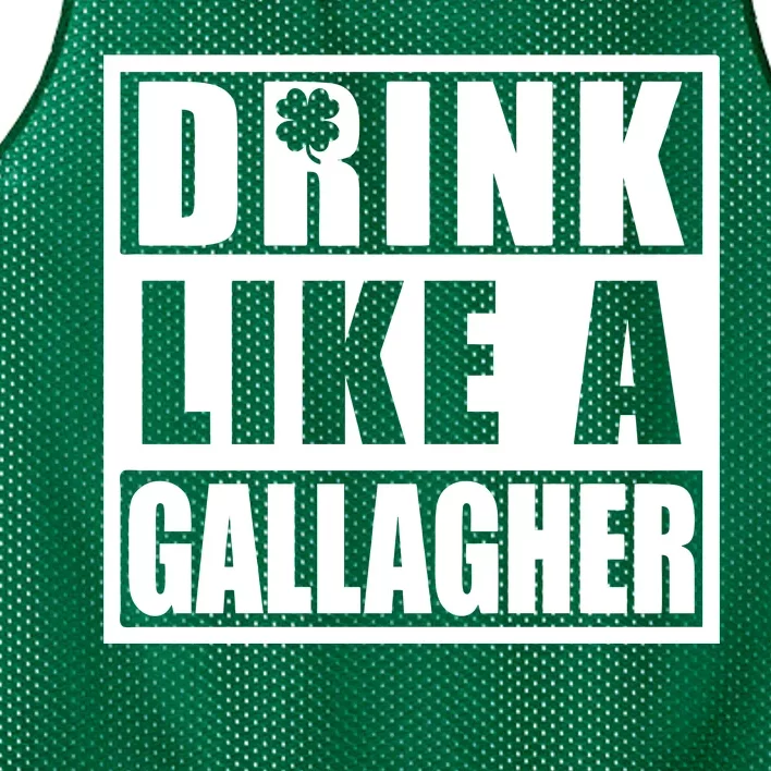 Drink Like A Gallagher Funny St. Patrick's Day Irish Clover Mesh Reversible Basketball Jersey Tank