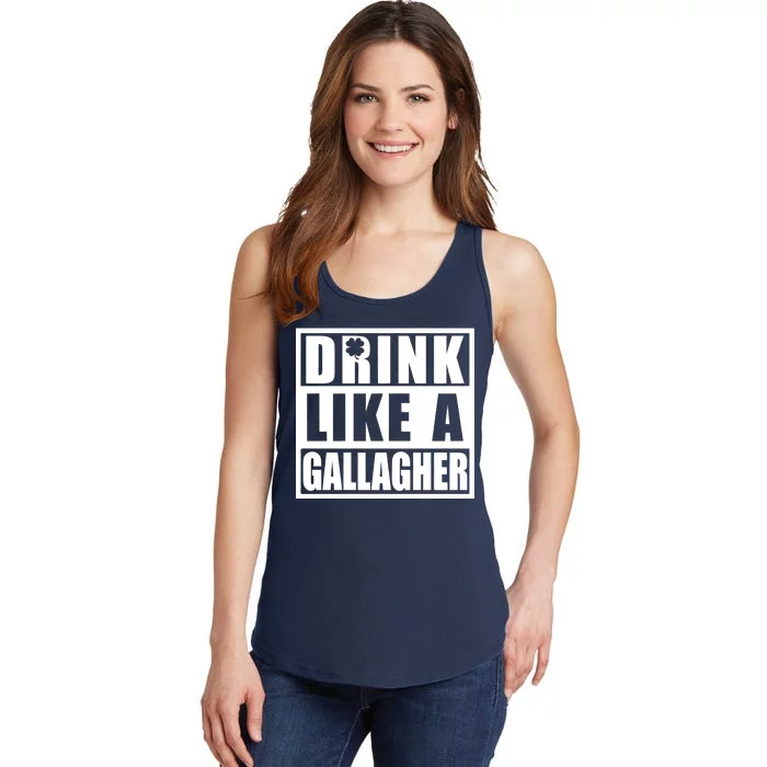 Drink Like A Gallagher Funny St. Patrick's Day Irish Clover Ladies Essential Tank