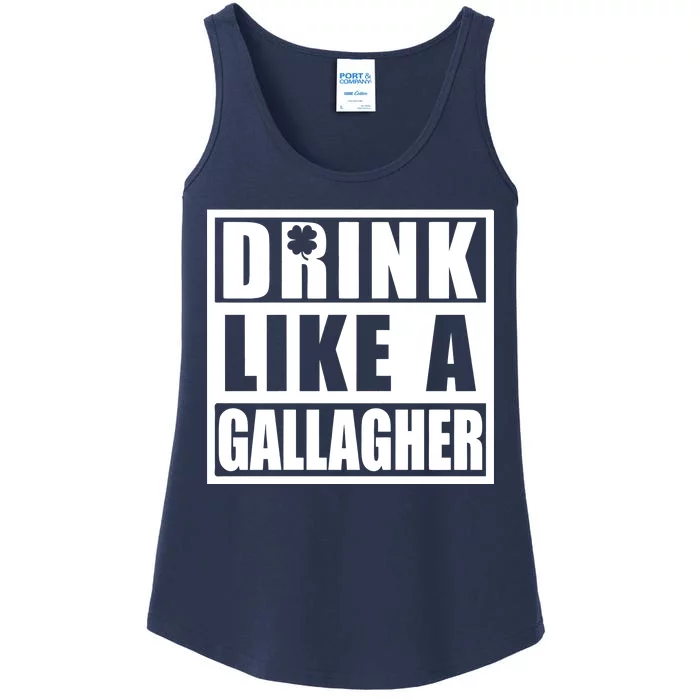 Drink Like A Gallagher Funny St. Patrick's Day Irish Clover Ladies Essential Tank