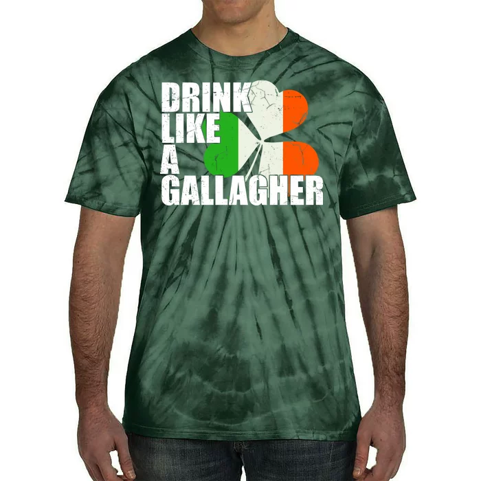 Drink Like A Gallagher Irish Clover Tie-Dye T-Shirt