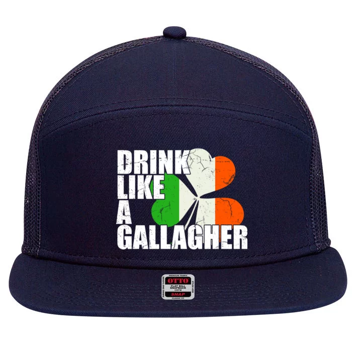 Drink Like A Gallagher Irish Clover 7 Panel Mesh Trucker Snapback Hat