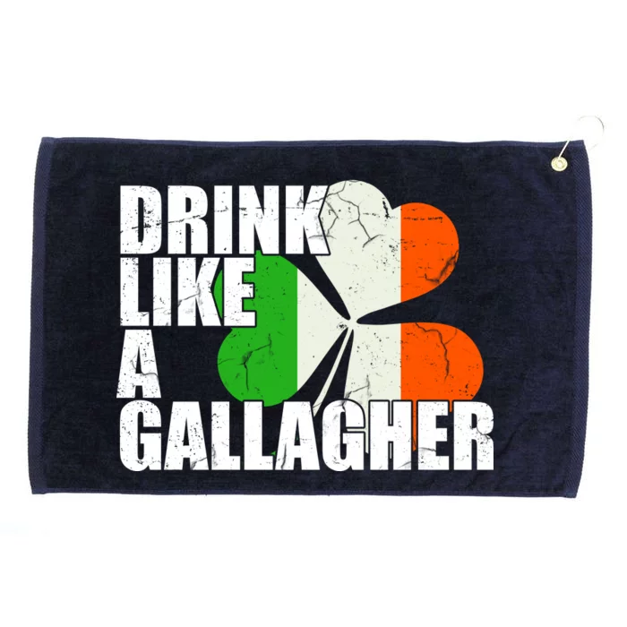 Drink Like A Gallagher Irish Clover Grommeted Golf Towel