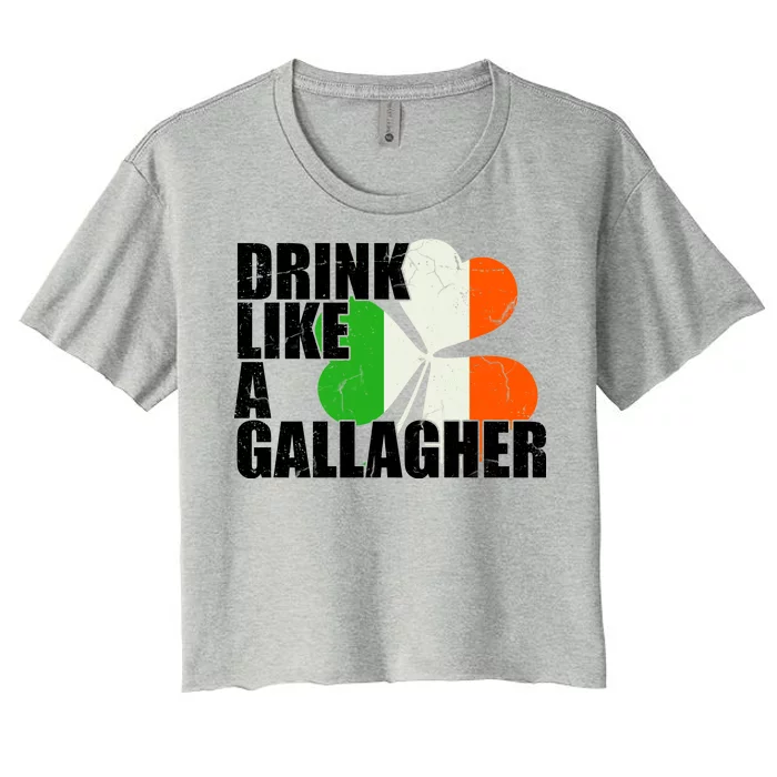 Drink Like A Gallagher Irish Clover Women's Crop Top Tee