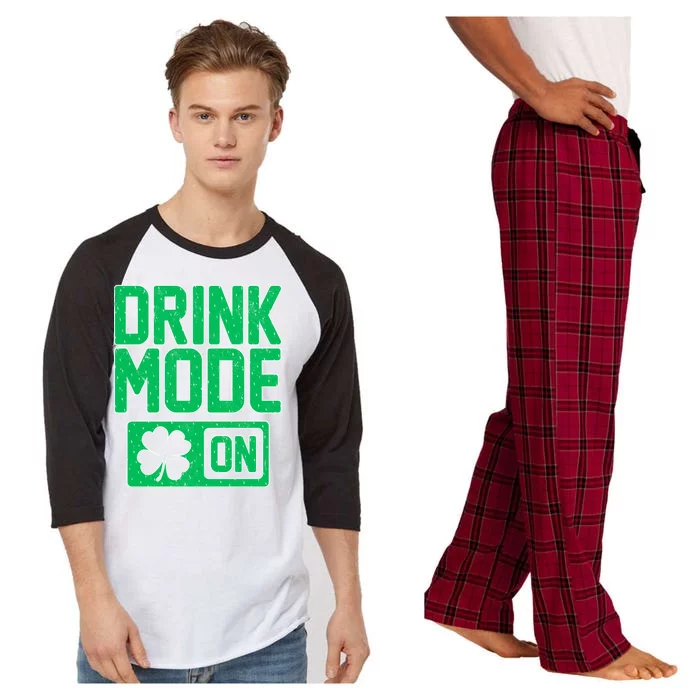 Drink Mode On Irish Clover Raglan Sleeve Pajama Set