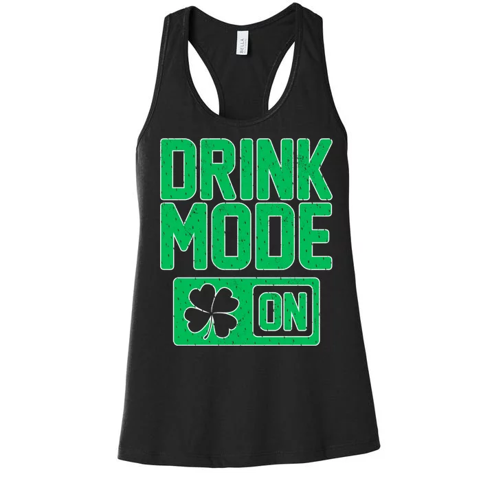 Drink Mode On Irish Clover Women's Racerback Tank