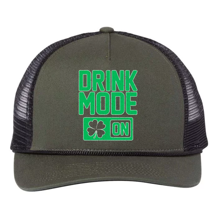 Drink Mode On Irish Clover Retro Rope Trucker Hat Cap