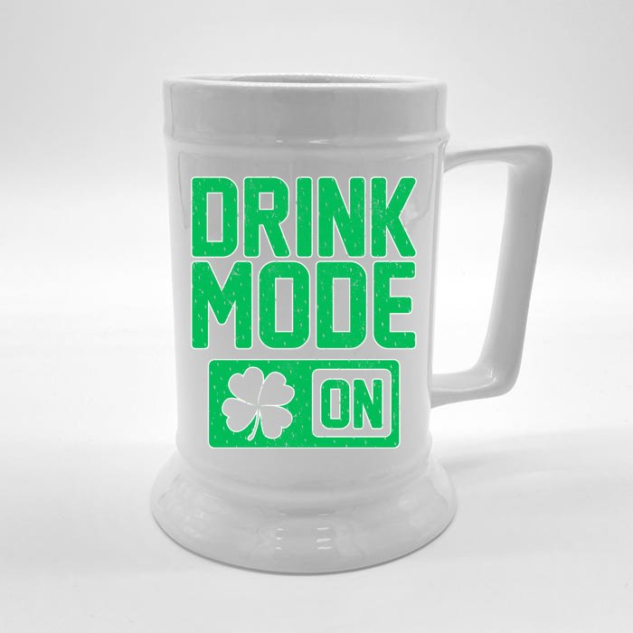 Drink Mode On Irish Clover Front & Back Beer Stein