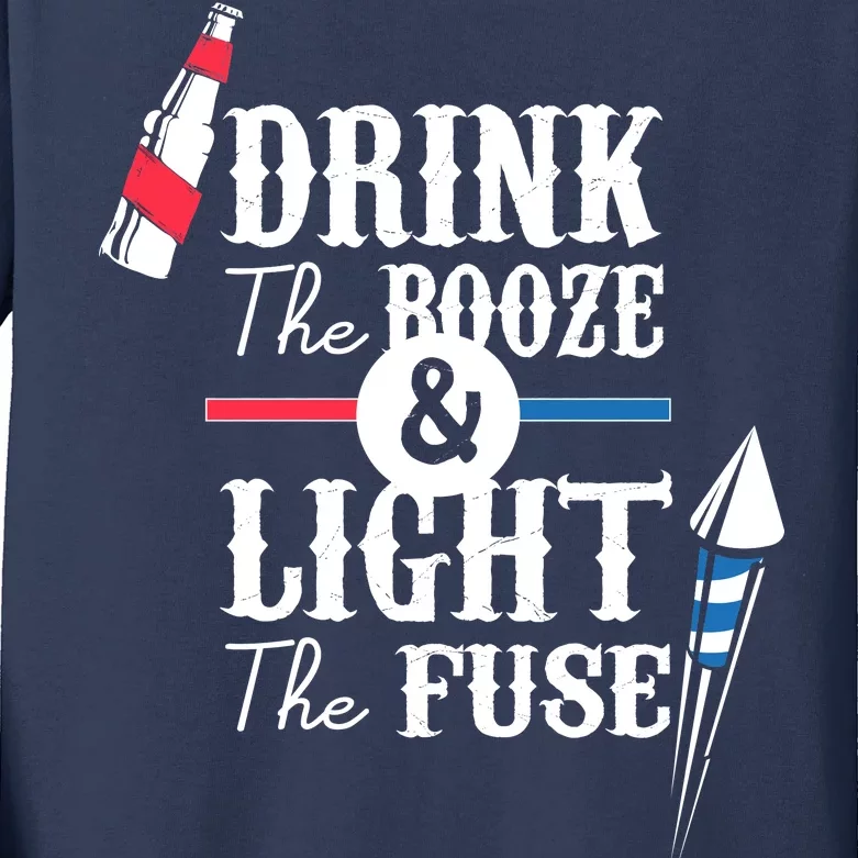 Drink The Booze Light The Fuse Kids Long Sleeve Shirt