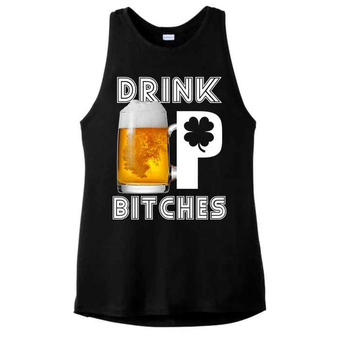 Drink Up Bitches Funny St. Patrick's Day Beer Drinking Ladies Tri-Blend Wicking Tank