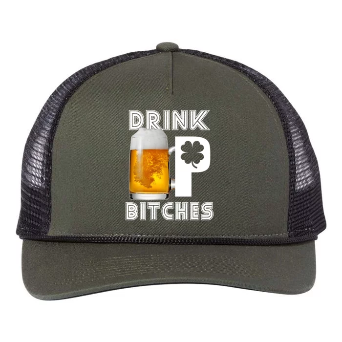 Drink Up Bitches Funny St. Patrick's Day Beer Drinking Retro Rope Trucker Hat Cap