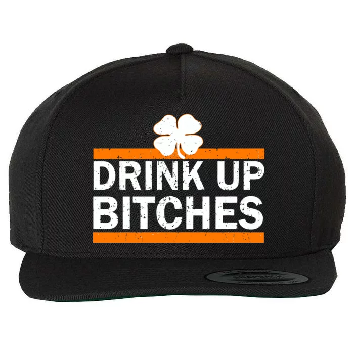 Drink Up Bitches Irish Clover Wool Snapback Cap