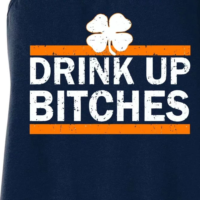 Drink Up Bitches Irish Clover Women's Racerback Tank