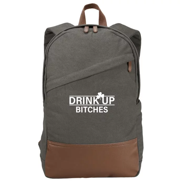 Drink Up Bitches Simple Logo Cotton Canvas Backpack