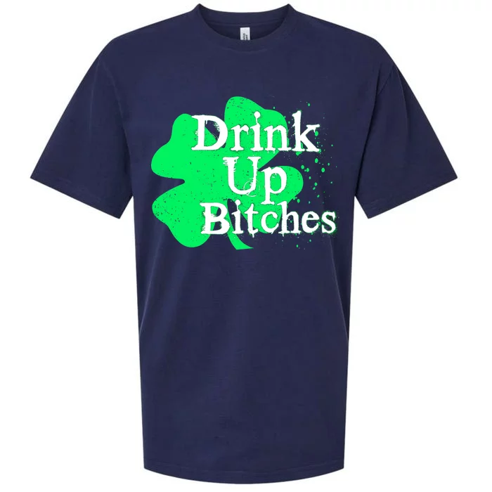 Drink Up Bitches St Patrick's Day Clover Sueded Cloud Jersey T-Shirt