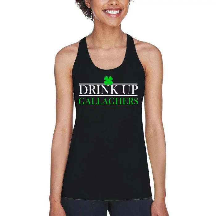 Drink Up Gallaghers Funny St. Patrick's Day Women's Racerback Tank