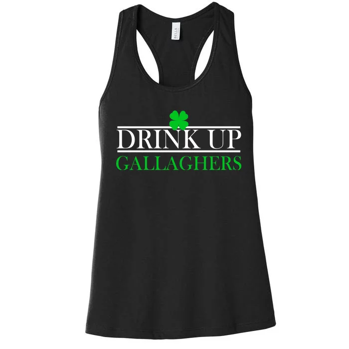 Drink Up Gallaghers Funny St. Patrick's Day Women's Racerback Tank