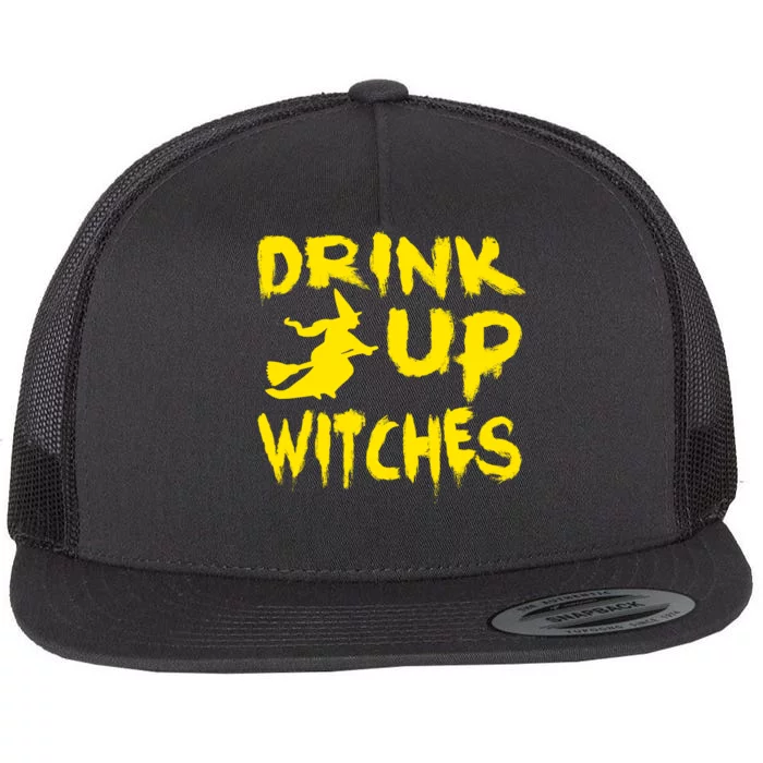 Drink Up Witches Funny Halloween Flat Bill Trucker Hat