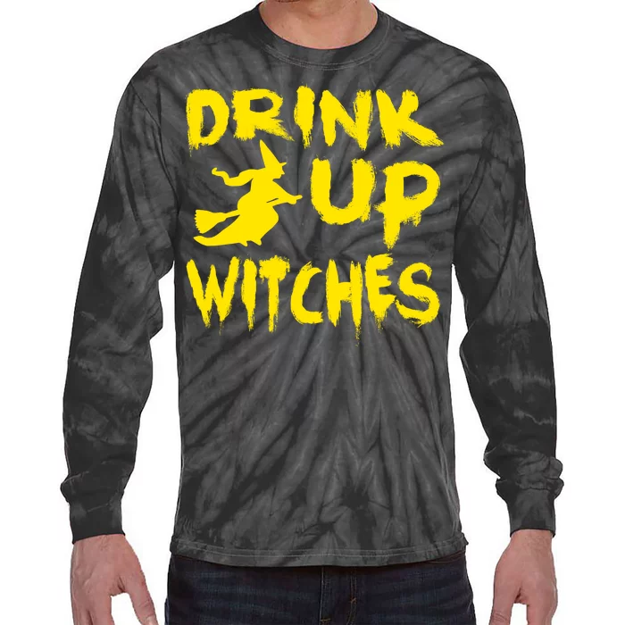 Drink Up Witches Funny Halloween Tie-Dye Long Sleeve Shirt