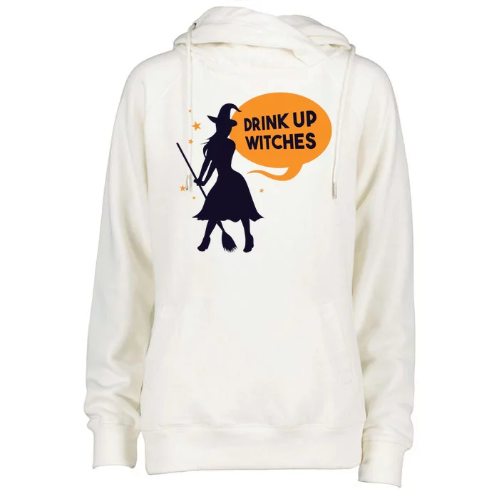 Drink Up Witches Funny Witch Womens Funnel Neck Pullover Hood