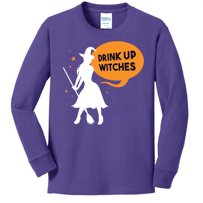 Drink Up Witches Funny Witch Kids Long Sleeve Shirt