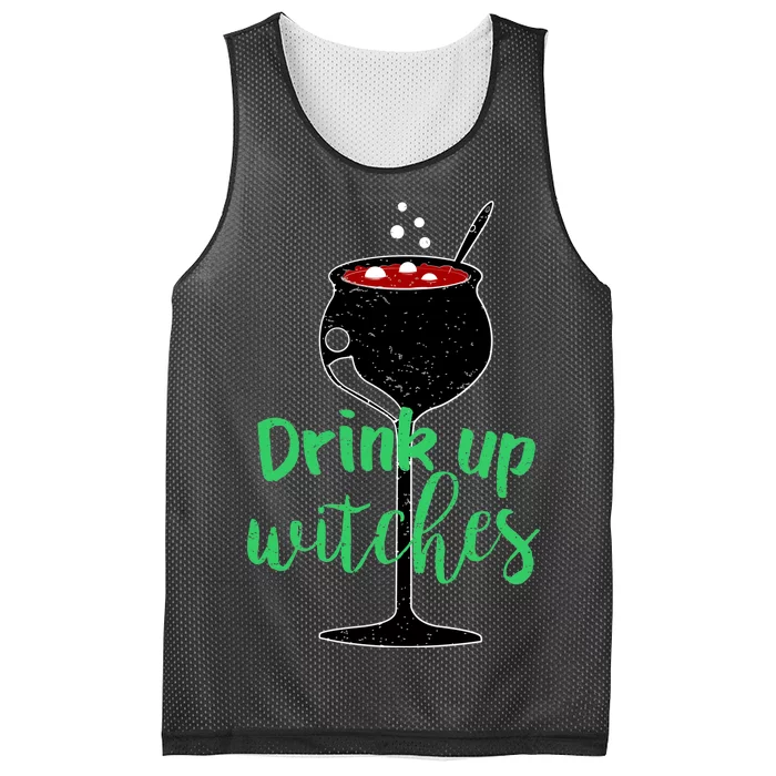 Drink Up Witches Halloween Wine Mesh Reversible Basketball Jersey Tank