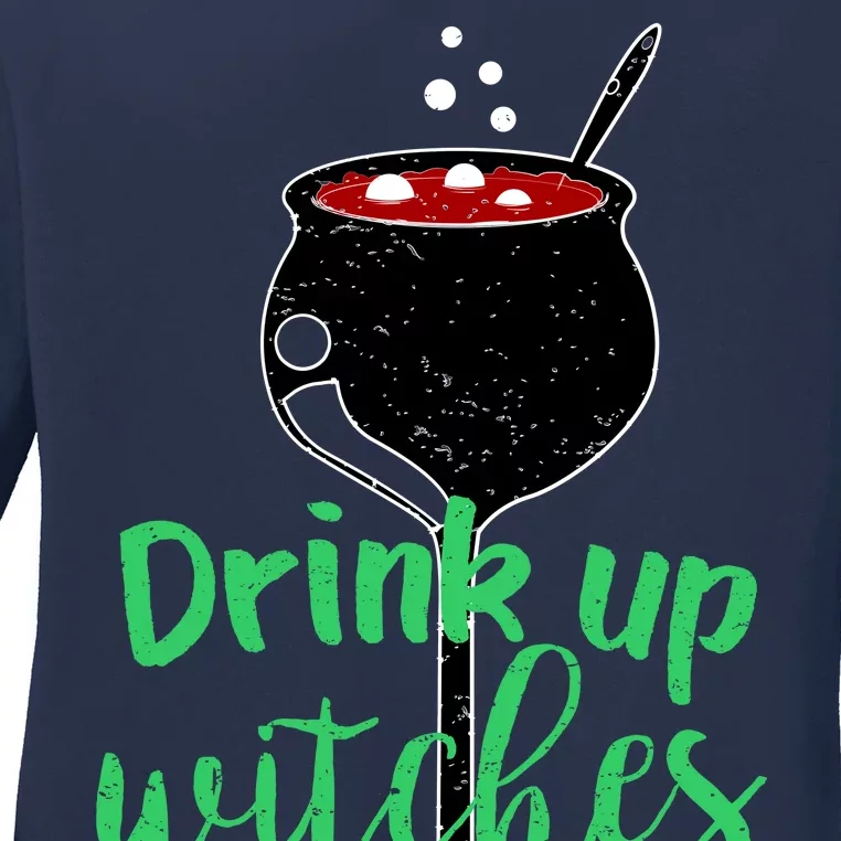 Drink Up Witches Halloween Wine Ladies Long Sleeve Shirt