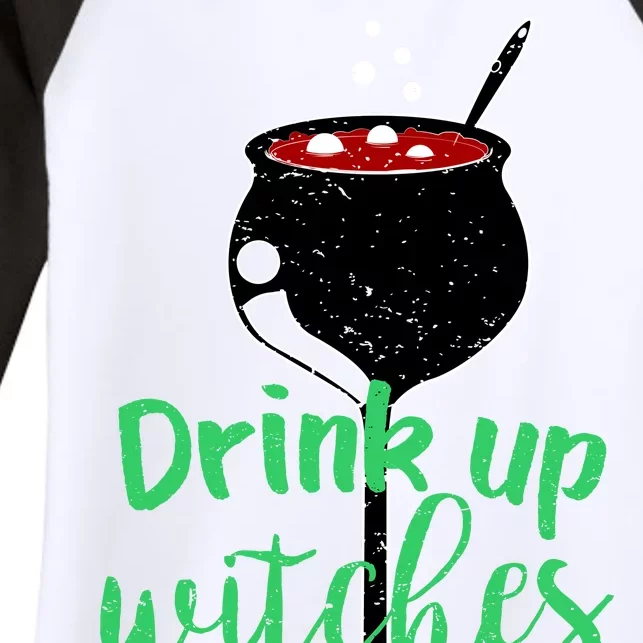 Drink Up Witches Halloween Wine Women's Tri-Blend 3/4-Sleeve Raglan Shirt