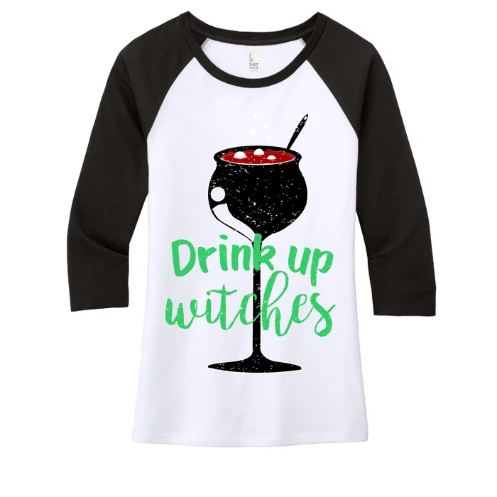 Drink Up Witches Halloween Wine Women's Tri-Blend 3/4-Sleeve Raglan Shirt