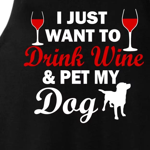 Drink Wine & Pet My Dog Ladies Tri-Blend Wicking Tank