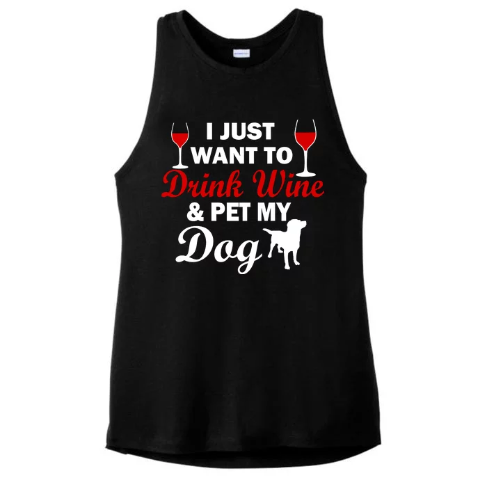 Drink Wine & Pet My Dog Ladies Tri-Blend Wicking Tank