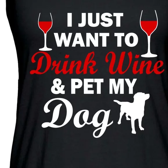 Drink Wine & Pet My Dog Ladies Essential Flowy Tank