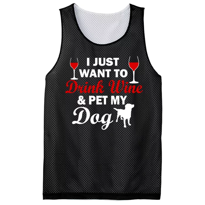 Drink Wine & Pet My Dog Mesh Reversible Basketball Jersey Tank