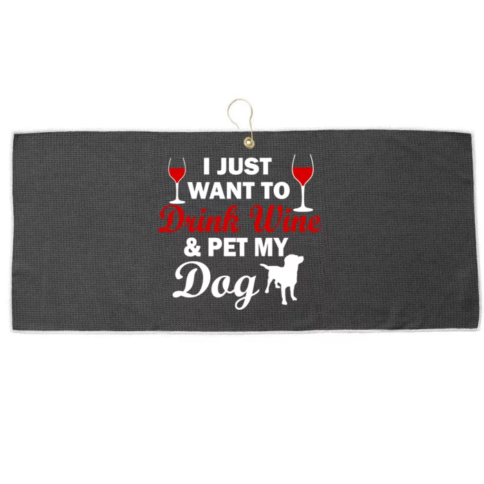 Drink Wine & Pet My Dog Large Microfiber Waffle Golf Towel