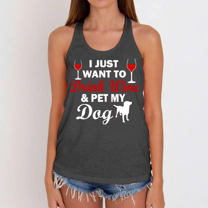 Drink Wine & Pet My Dog Women's Knotted Racerback Tank