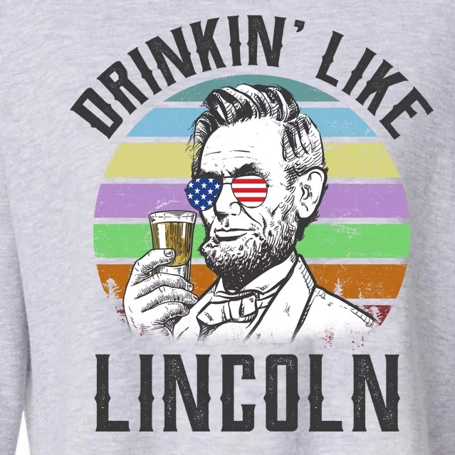 Drinkin' Like Lincoln Retro Abraham Cropped Pullover Crew