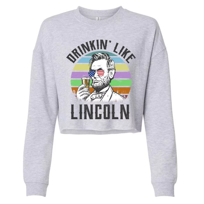 Drinkin' Like Lincoln Retro Abraham Cropped Pullover Crew