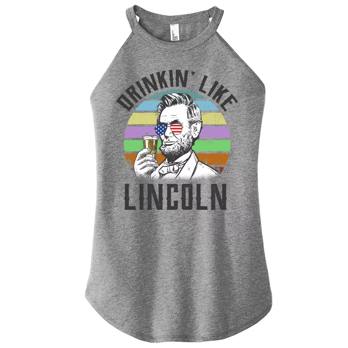 Drinkin' Like Lincoln Retro Abraham Women’s Perfect Tri Rocker Tank