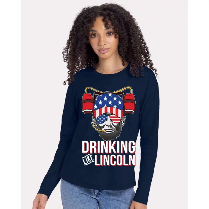 Drinking Like Lincoln Womens Cotton Relaxed Long Sleeve T-Shirt