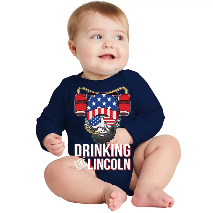 Drinking Like Lincoln Baby Long Sleeve Bodysuit