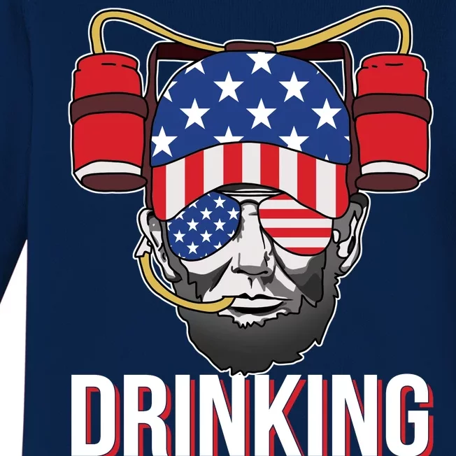 Drinking Like Lincoln Baby Long Sleeve Bodysuit