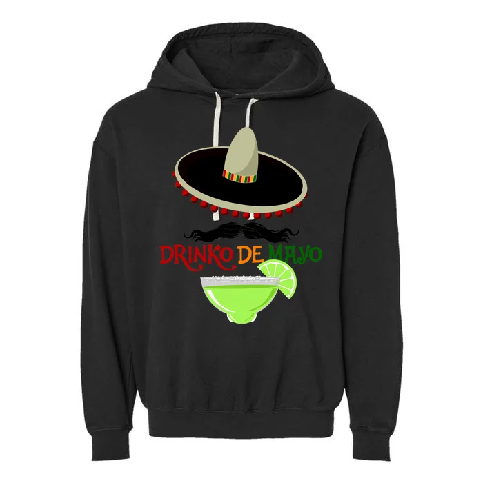 Drinko De Mayo Funny Cinco De Mayo Mustache Sombrero Garment-Dyed Fleece Hoodie