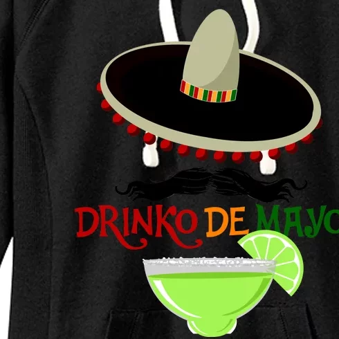 Drinko De Mayo Funny Cinco De Mayo Mustache Sombrero Women's Fleece Hoodie