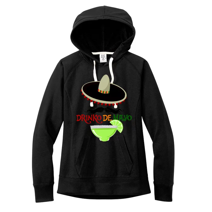 Drinko De Mayo Funny Cinco De Mayo Mustache Sombrero Women's Fleece Hoodie