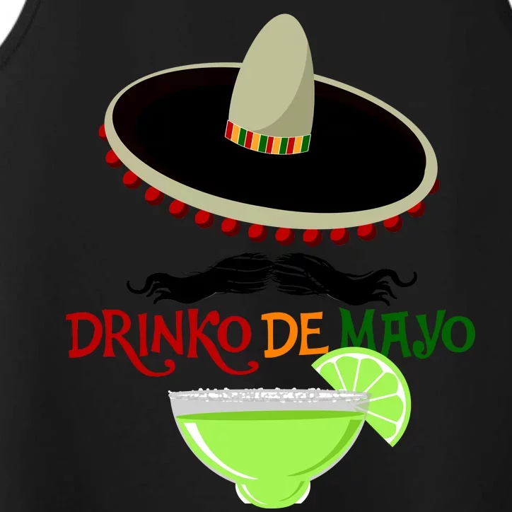 Drinko De Mayo Funny Cinco De Mayo Mustache Sombrero Performance Tank