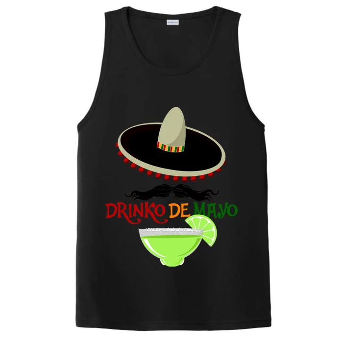 Drinko De Mayo Funny Cinco De Mayo Mustache Sombrero Performance Tank