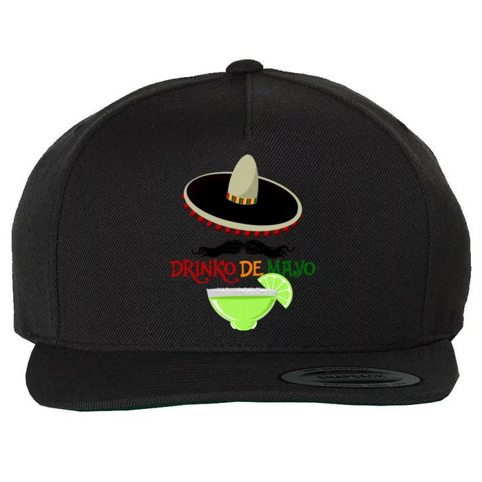 Drinko De Mayo Funny Cinco De Mayo Mustache Sombrero Wool Snapback Cap