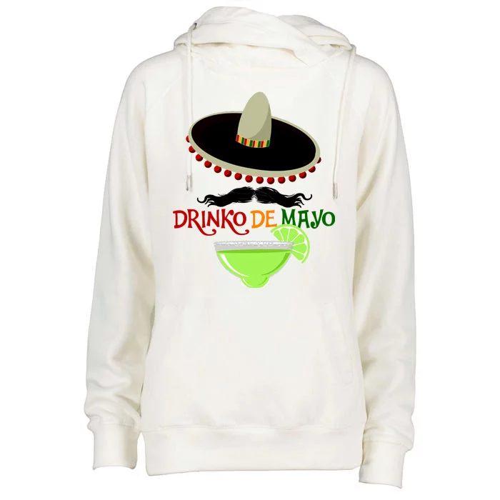 Drinko De Mayo Funny Cinco De Mayo Mustache Sombrero Womens Funnel Neck Pullover Hood