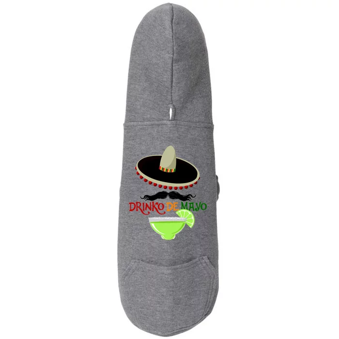 Drinko De Mayo Funny Cinco De Mayo Mustache Sombrero Doggie 3-End Fleece Hoodie